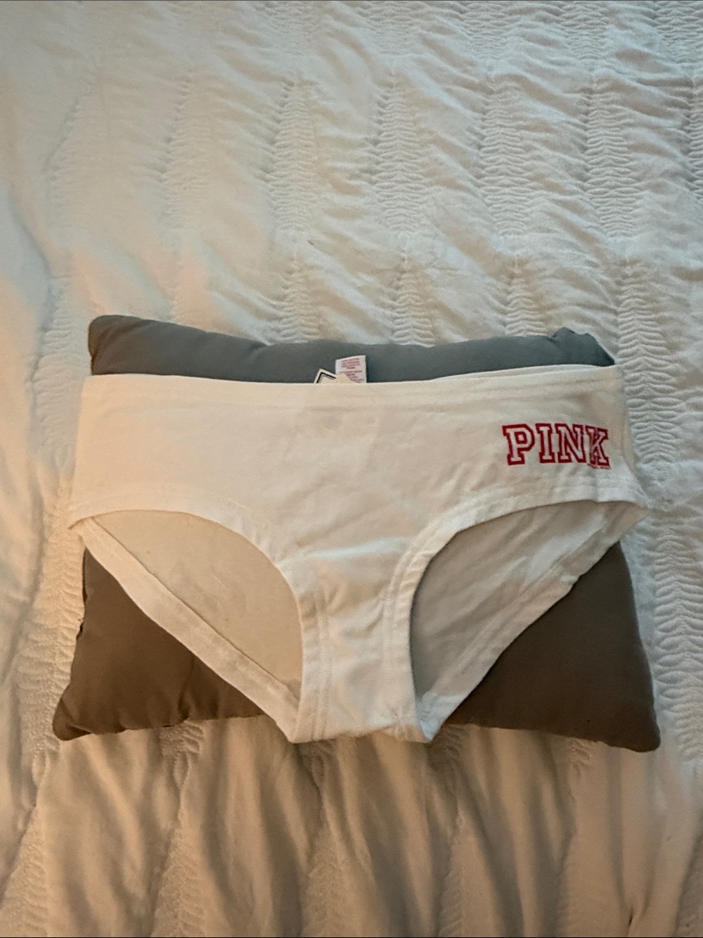 PINK Victoria's Secret White Cotton Hipster with Pink Logo